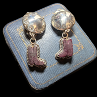 J Slifka Designer Cowboy Boot Clip-On Earrings