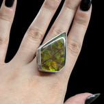 Sterling Silver Large Ammolite Statement Ring Size 8