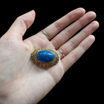 Early Chinese Export Vermeil Gilt Silver Fine Filigree and Lapis Lazuli Brooch