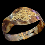Antique Victorian 19th Century Genuine Tortoise Shell Piqué Technique High Karat Gold Bracelet
