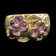 14K Yellow Gold Amethyst & Peridot Floral Flower Motif Ring