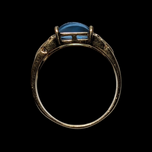 14K Gold Blue Topaz and Diamond Ring Checkerboard Cut Size 7 3/4