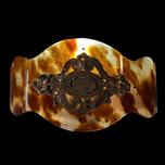 Antique Victorian 19th Century Genuine Tortoise Shell Piqué Technique High Karat Gold Bracelet