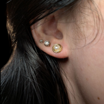 14K Yellow Gold Cultured Pearl Studded Love Knot Earrings