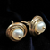 14K Yellow Gold Cultured Pearl Studded Love Knot Earrings