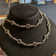 Vintage Guy Vidal Brutalist Pewter Pod Chain Link Necklace Canadian Designer