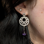 Designer Candy Ice Silver & 14K Topaz, Diamond & Amethyst Drop Dangle Earrings