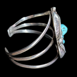 Sterling Silver, Turquoise & Coral Cuff Bracelet By Navajo Artist James McCabe