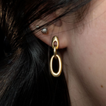 14K Yellow Gold Oval Chain Link Drop Pierced Earrings