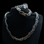 1960's Taxco .925 Silver & Onyx Inlay Necklace, Bracelet, Earring Set