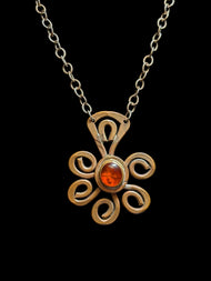 Mid-Century Modernist Rafael Alfandary Glass & Brass Pendant Necklace