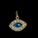 14K Yellow Gold, Blue Murano Glass Bead & CZ Evil Eye Charm / Amulet / Talisman