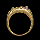 14K Yellow Gold Amethyst & Peridot Floral Flower Motif Ring