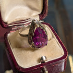 Silver Marquise Purple Sapphire Star Etching Size 6.5