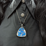 Sterling Silver David Andersen Norway MCM Modernist Blue Enamel Necklace