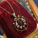 Antique Edwardian 9CT Gold Bow Topped Gold Almandine Garnet & Seed Pearl Lavalier Drop Pendant