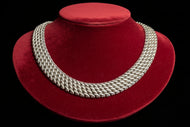 Mexico Sterling Silver Heavy Weave / Mesh Chain Statement Collar Necklace