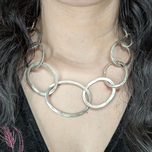 Sterling Silver Circular Link Geometric Necklace