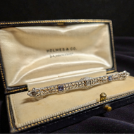 14K Yellow Gold & White Gold Natural Sapphire & Diamond Art Deco Filigree Brooch