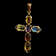 14K Yellow Gold Multi Gemstone Cross Pendant