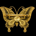Large Silver Vermeil Chinese Export Enamel Filigree Butterfly Brooch / Pendant