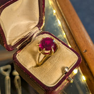 10K Yellow Gold Synthetic Ruby Birks Ring Size 7.5
