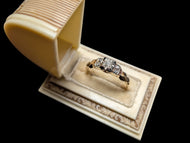 18K Yellow Gold Art Deco Diamond Engagement Ring Size 8