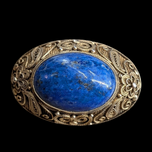 Early Chinese Export Vermeil Gilt Silver Fine Filigree and Lapis Lazuli Brooch