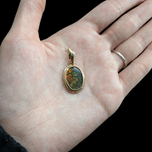 14K Yellow Gold Ammolite Pendant Estate Vintage