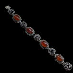 Vintage Sterling Silver Carnelian Floral Panel Bracelet