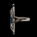 Sterling Silver and Turquoise Navajo Shadowbox Setting Ring Size 6.5