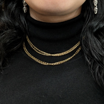 9CT Yellow Gold Double Chain 32" Long Statement Necklace