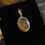 14K Yellow Gold Ammolite Pendant Estate Vintage