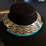 Taxco 970 Silver Large Turquoise Hinged Collar Necklace Statement Piece Monteros