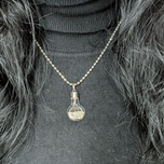 Sterling Silver Glass Flask With Silver Flakes