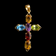 14K Yellow Gold Multi Gemstone Cross Pendant