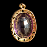 Antique 14K Yellow Gold Natural Faceted Amethyst Filigree Open Work Pendant