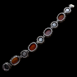 Vintage Sterling Silver Carnelian Floral Panel Bracelet
