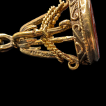Gold Filled T Bar Albert Chain With Dog Clip & Vermeil Wax Seal Carnelian Warrior Intaglio Fob