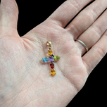 14K Yellow Gold Multi Gemstone Cross Pendant
