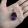 Antique 14K Yellow Gold Natural Faceted Amethyst Filigree Open Work Pendant