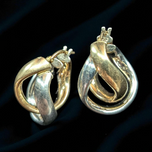 14K Gold George Carter Jessop Italian White and Yellow Gold Twist Hoop Earrings