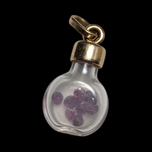 14K Yellow Gold Flask /  With Ruby Chips Charm
