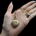 Gold Filled Blue Glass Locket Pocket Watch Fob