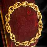 18K Yellow Gold Textured Cable Link Hollow Unisex Bracelet