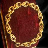 18K Yellow Gold Textured Cable Link Hollow Unisex Bracelet