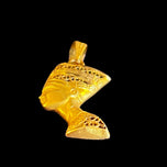 18K Yellow Gold Egyptian Nefertiti Mask Pendant Filigree Open Work