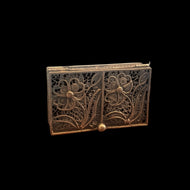 Antique Sterling Silver Filigree Hinged Pill Trinket Box Floral Motif