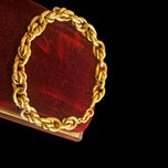 18K Yellow Gold Textured Cable Link Hollow Unisex Bracelet