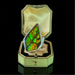 Sterling Silver Large Ammolite Statement Ring Size 8